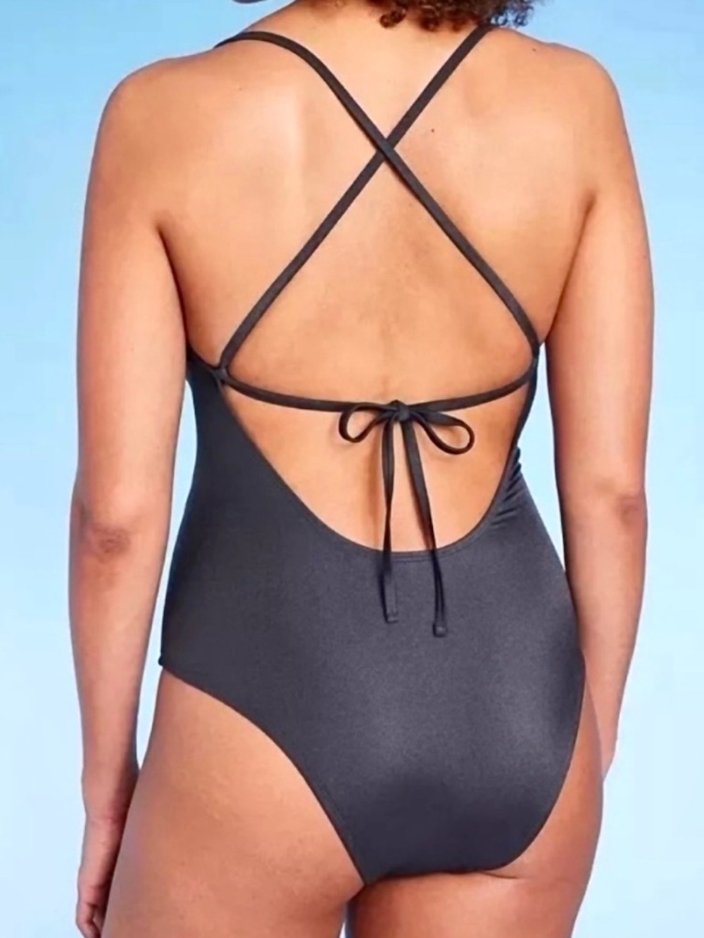 Shade & Shore Women’s Black Ruched Plunge One-Piece V Neck Swimsuit Size XL NWT - Picture 2 of 16
